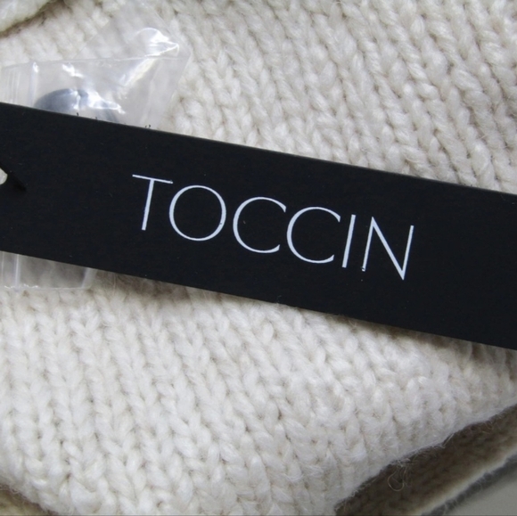 Toccin Womens Cardigan Short Popcorn Button Up Waist Tie  Size M Vanilla Beige - Picture 9 of 10